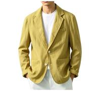 Genérico Chaqueta Lino Blazer Hombre Casual Americana Manga Larga Solapa Botones Bolsillos Color Sólido Holgado Talla Grande Ligero Transpirable Cómodo Blazer Regular Fit para Verano Uso Diario
