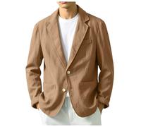 Genérico Chaqueta Lino Blazer Hombre Casual Americana Manga Larga Solapa Botones Bolsillos Color Sólido Holgado Talla Grande Ligero Transpirable Cómodo para Verano Uso Diario S-5XL