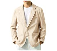Genérico Chaqueta Lino Blazer Hombre Casual Americana Manga Larga Solapa Botones Bolsillos Color Sólido Holgado Talla Grande Ligero Transpirable Cómodo Blazer Regular Fit para Verano Uso Diario