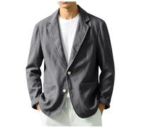 Genérico Chaqueta Lino Blazer Hombre Casual Americana Manga Larga Solapa Botones Bolsillos Color Sólido Holgado Talla Grande Ligero Transpirable Cómodo para Verano Uso Diario S-5XL