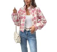 Genérico Chaqueta Mujer Casual Patchwork Manga Larga Cremallera Corte Holgado Color Sólido Estampado Otoño Moda
