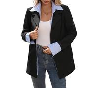 Genérico Chaqueta Mujer Casual Solapa Manga Larga Blazer Dos Piezas Rayas Patchwork Bicolor con Bolsillo
