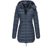 Genérico Chaqueta Mujer Invierno con Capucha, Abrigo De Plumas Mujer Cremallera, Plumíferos Color Liso Casual - Abrigos con Bolsillo Trabajo Moda Marina de Guerra L