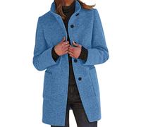 Genérico Chaqueta Mujer Lana Vintage, Blazer Casual de Color Liso con Cuello Alto y Botones, Americana Elegante para Otoño, Invierno y Diario