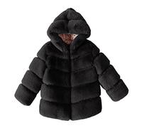 Genérico Chaqueta polar cálida para niña con capucha, abrigo de otoño e invierno, cómodo para niño ligero, Le Noir, 7-8 Años