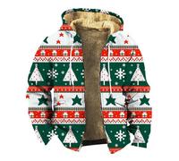 Genérico Chaqueta Polar Hombre,Abrigo De Navidad para Hombre Abrigo con Forro Polar con Capucha Estampado NavideñO MúLtiple Cremallera Chaqueta con Capucha para Hombre De OtoñO E Invierno