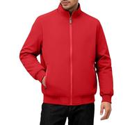 Genérico Chaqueta Polar Hombre Cazadora Hombre Chaqueta Fleece De Color Liso Jacket Cómodo con Cremallera Cazadoras Amplia Vintage Cazadora Sin Capucha Rojo 6XL