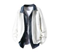 Genérico Chaqueta Polar Hombre Vintage- Chaqueta Trekking Corte Ajustado Traje Con Cremallera Para Estilo Senderismo Estilo Oversize Vaquera Patchwork Y Cuello Otoño-Invierno