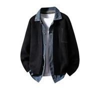 Genérico Chaqueta Polar Hombre Vintage- Chaqueta Trekking Corte Ajustado Traje Con Cremallera Para Estilo Senderismo Estilo Oversize Vaquera Patchwork Y Cuello Otoño-Invierno