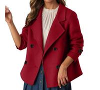 Genérico Chaqueta Primavera Mujer Cálida Corta Mezcla Cardigan Lana con Cuello Alto Doble Botonadura Elegante Chic Suelta Chaqueta de Transición Trench Coat Lisa Abrigo de Lana Primavera Otoño