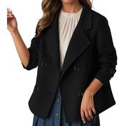 Genérico Chaqueta Primavera Mujer Cálida Corta Mezcla Cardigan Lana con Cuello Alto Doble Botonadura Elegante Chic Suelta Chaqueta de Transición Trench Coat Lisa Abrigo de Lana Primavera Otoño