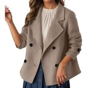 Genérico Chaqueta Primavera Mujer Cálida Corta Mezcla Cardigan Lana con Cuello Alto Doble Botonadura Elegante Chic Suelta Chaqueta de Transición Trench Coat Lisa Abrigo de Lana Primavera Otoño