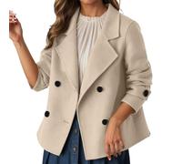 Genérico Chaqueta Primavera Mujer Cálida Corta Mezcla Cardigan Lana con Cuello Alto Doble Botonadura Elegante Chic Suelta Chaqueta de Transición Trench Coat Lisa Abrigo de Lana Primavera Otoño