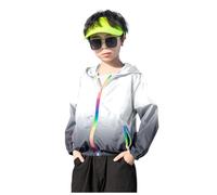 Genérico Chaqueta Roja Niña - Chaqueta Ligera con Capucha para Niñas Protector Solar Transpirable Tinte Anudado Verano Outwear (Light Gray, 2-3 Years)