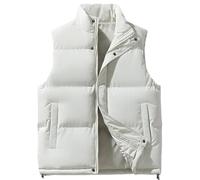 Genérico Chaqueta Termica Hombre - Abrigos Hombre Chaleco Acolchado sin Mangas con Cremallera Oculta de Color sólido cálido para Invierno para Exteriores con Aislamiento (White XXXL)