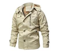 Genérico Chaqueta Térmica Hombre - Cazadora Hombre Invierno Gabardina de Terciopelo de Color Liso para Hombre Chaqueta de Talla Grande para Hombre Chaqueta Acolchada de Largo Medio (White XL)