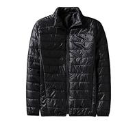 Genérico Chaqueta Termica Hombre - Chaquetas De Hombre Moda de otoño e Invierno para Hombre Informal de Color sólido con Cremallera Cuello levantado Bolsillo sin Sombrero Ligero cálido (Black XXL)