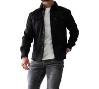 Genérico Chaqueta Tipo Camisa con Botones para Hombre,Sobrecamisa con Botones para Abrigo de Trabajo de algodón,Manga Larga Ajustada para HombreBlack,M