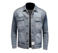 Genérico Chaqueta Vaquera Hombre Chaqueta vaquera for hombre Elasticidad Ajuste entallado Suaviza tu silueta Solapa Moderna Única Versátil(XL)