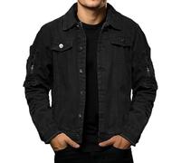 Genérico Chaqueta Vaquera Hombre Manga Larga Gabardina Primavera Y Otoño Original Outwear Vintage Color Sólido Cuello De Solapa Gabardina Botones Multibolsillos Chaqueta De Trabajo Coat