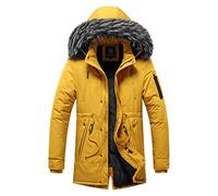 Genérico Chaquetas Acolchadas para Hombre, Abrigos De Invierno para Hombre,CáRdigan De Manga Larga con Capucha Y Gorro De Felpa ExtraíBle para Hombre De OtoñO E Invierno Entallado Color SóLido