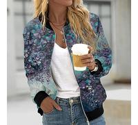 Genérico Chaquetas Bomber Mujer, Chaqueta Mujer Verano, Elástica Puños Retro Moda Ligera para Exteriores Elástica Cardigan Bomber Sin Sombrero Casuales Cómodos Suelto Jacket Ligera Versátil Béisbol