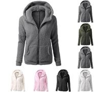 Genérico Chaquetas de Felpa Suave para Mujer Cálida Cremallera Abrigo con Capucha Casual Suéter Ligero y Cómodo Sweatshirt Hoodie Talla Grande Rapa Mjuer Invierno Blusas Tops (01 Gris, 3XL)