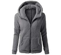 Genérico Chaquetas de Felpa Suave para Mujer Cálida Cremallera Abrigo con Capucha Casual Suéter Ligero y Cómodo Sweatshirt Hoodie Talla Grande Rapa Mjuer Invierno Blusas Tops (01 Gris oscuro, M)