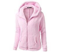 Genérico Chaquetas de Felpa Suave para Mujer Cálida Cremallera Abrigo con Capucha Casual Suéter Ligero y Cómodo Sweatshirt Hoodie Talla Grande Rapa Mjuer Invierno Blusas Tops (01 Rosa, S)