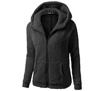 Genérico Chaquetas de Felpa Suave para Mujer Cálida Cremallera Abrigo con Capucha Casual Suéter Ligero y Cómodo Sweatshirt Hoodie Talla Grande Rapa Mjuer Invierno Blusas Tops (01 Negro, XXL)
