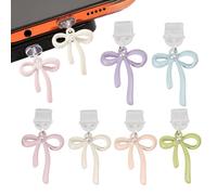 Genérico Charging Port Protector - 6 Pieces Zinc Alloy Bow Plug Cover, Anti Dust Cellphone Charm, Colorful Tiny Phone Decor, Protective Device Accessory | Cellphone Dust Plug For Women Men Daily Life