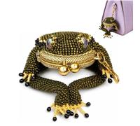 Genérico Charming Frog Coin Purse,Beaded Frog Keychain Pouch with Kiss Lock,Cute Amphibian Accessory Container Wallet,Gifts for Women