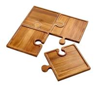 Genérico Cheese Board - 4-Piece Wooden Puzzle Serving Tray | Charcuterie Platter with Handle | Interlocking Food Board, Serving for Kitchen Party Wedding Holiday Appetizer Family Hostess