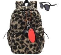 Genérico Cheetah Faux Fur Backpack Purse,Vintage Plush Travel Bag Bookbag,Trendy Leopard Print Shoulder Daypack