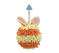 Genérico Chenille Ball Hand Towels with Hanging Loop, Rabbit Shape Quick Drying Soft Absorbent Decorative Small Hanging Towel for Bathroom Bath Kitchen (Orange)