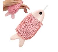 Genérico Chenille Hand Towels with Hanging Loops - 2 Pieces Cute Fish Design Quick Dry Rag | Super Absorbent Microfiber Ball, Soft Bathroom Kitchen Hand Towel for Kids Adults