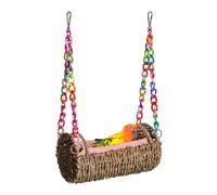 Genérico Chew-Proof Breathable Suspension Bed, Bunny Hammock -Woven Water Grass Texture, 20cm X 10cm X 31.8cm + Removable Mat, Natural Seagrass Fibre - For Syrian Hamsters & Sugar Glider