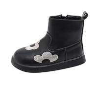 Genérico Chica Marrón Punta Puntiaguda Botas Plus Velvet Short Boots Children's Side Zipper Boots Baby Children's Short Boots Niña Plata Punta Cap Botas, Le Noir, 29 EU