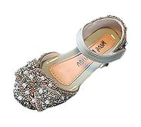 Genérico Chica Rosa Punta Cap Botas de baile vestido de princesa zapatos de rendimiento fondo plano luz perla lentejuelas punta redonda transpirable y cómoda Niña Plata Invierno Botines, verde, 36 EU