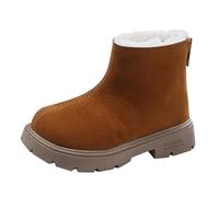 Genérico Chica Verde Transpirable Botas Little Girl Fashion Plus Velvet Warm Back Zipper Cotton Shoes Medium And Large Children Soft Sole Children's Boots Niña Plata Punta Metálica Botines, marrón, 33