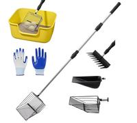 Genérico Chicken Poop Scooper Set - Multifunctional Poultry Manure Remover | Stainless Steel Litter Sifting Shovel with 4 Interchangeable Heads, Ergonomic Farm Cleaning Tool For Coop Maintenance