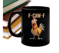 Genérico Chicken Tea Mug - 11oz Rooster Theme Ceramic Hot Cold Cup | Chicken Mug Cup | For Office School Apartment Cafe College Dorm Living Room Bedroom Kitchen, Fun Prank Coffee Cúp, F-Caw-F