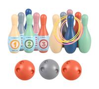 Genérico Children Bowling Set Toy - Bowling Set with Ring Toss | BowlingSet for Kids | Kids Bowlings Game 3 Balls 6 Rings 12 Bôwling Pins | Games Indoor Interactive Fun Sports Games for Boys Girls