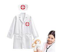 Genérico Children Doctor Costume, Role Play Kids Doctors Outfit, Pretend Plays Medical Uniform, Detailed Machine Washable, Ideal for for Kid Aged 3-8 Years, Polyester Fiber