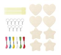 Genérico Children Embroidery Kit, Hand Embroidery Set with Wooden Heart and Star Shapes, Creative Sewing Craft, Ideal for Home, Studio, Road Trips, Commuting, Travel Activities