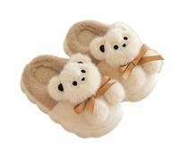 Genérico Children Winter Slippers, House Warm Plush Slippers, Stylish Light Indoor Outdoor Slipper for Girls Boys, Cute Bear Pattern Cartoon (Beige B,27.5)