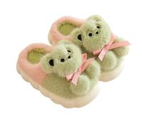 Genérico Children Winter Slippers, House Warm Plush Slippers, Stylish Light Indoor Outdoor Slipper for Girls Boys, Cute Bear Pattern Cartoon (Green B,34)