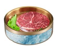 Generico Chilled Serving Bowl - 8,46 x 8,46 x 2,6 pulgadas, acero inoxidable bandeja de hielo, bandeja para servir fiesta con vented lid | Cold Food Bowls,Outdoor Entertaining,Durable Ice Chilled Tray