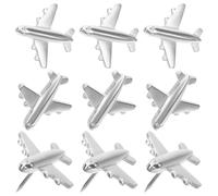 Genérico Chinchetas Decorativas Aviones de Metal en Plata, 12 Unidades para Uso en Pizarras de Corcho y Fijación Multipropósito en Oficina