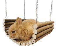 Generico Chinchilla Hammock Wooden Pet Swing Enrichment Toy | Small Animal Hanging Rest with Support Design | Comfortable Chew Safe Activity Swing for Rodents and Small Pets | Interactive Cage